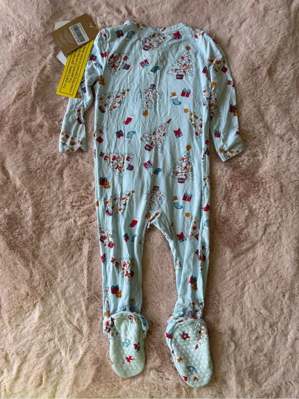 NWT Angel Dear 2-Way Zipper Footie Pajamas Vintage Christmas Trees Size 9-12mo